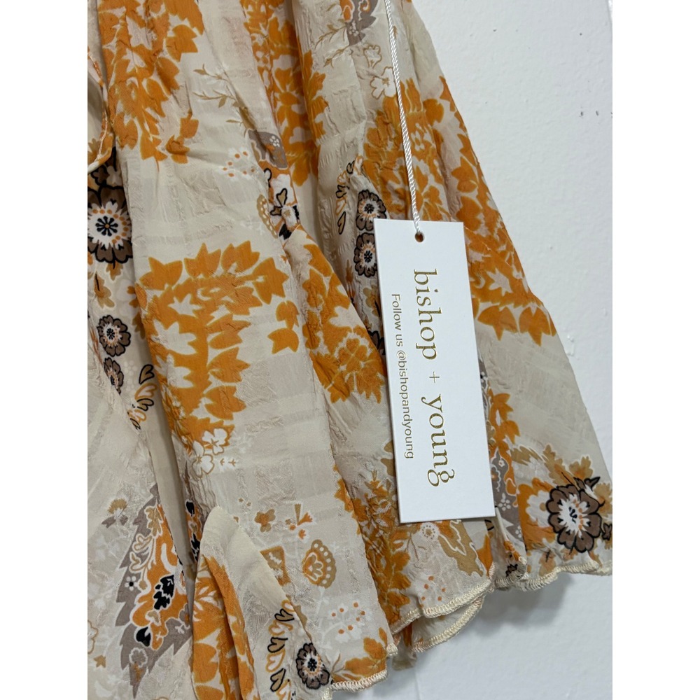 Bishop + Young Splendor Flare Skirt Montecito Print Orange Floral Mini Small NWT - Picture 4 of 9